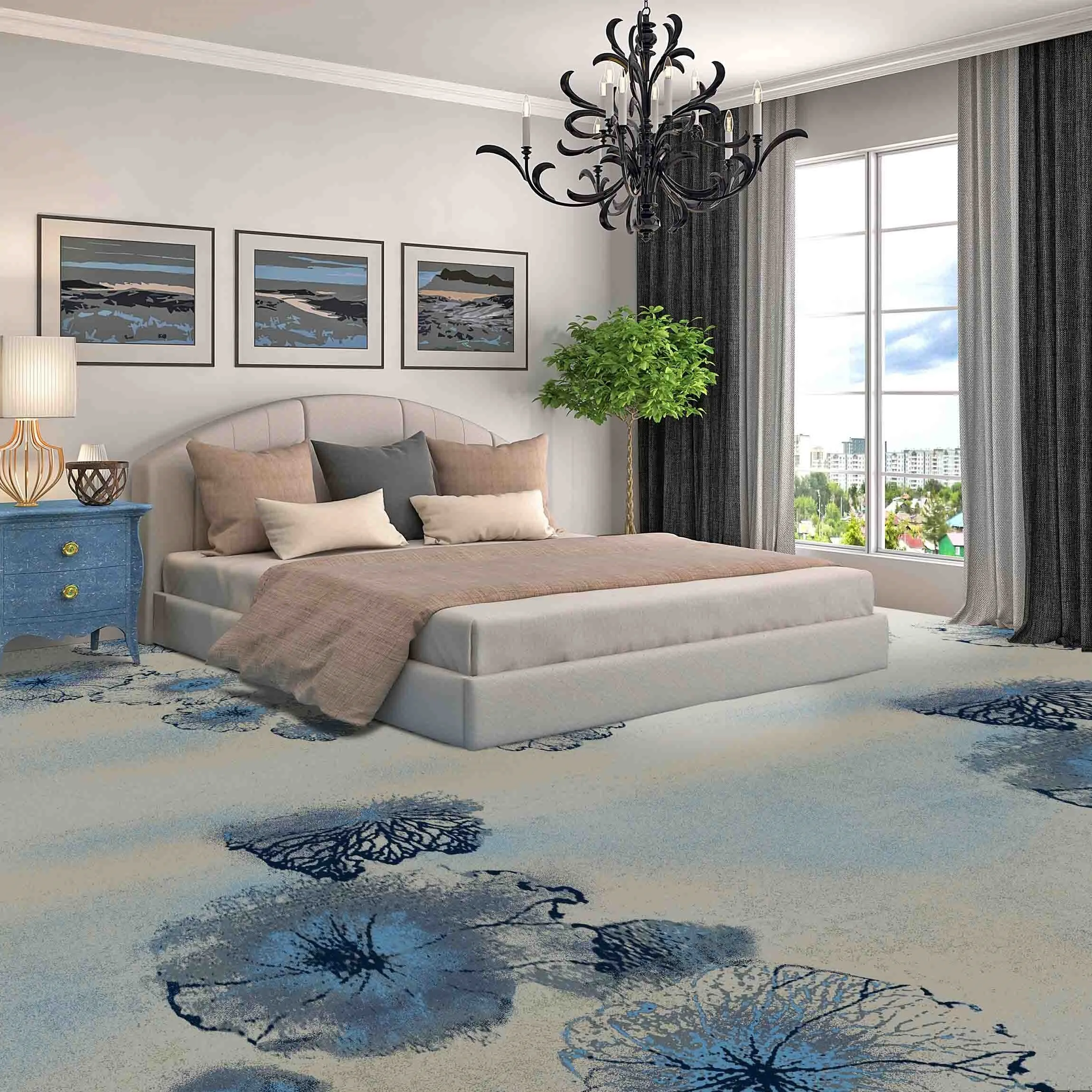 Hotel room printed nylon carpet full carpet striped pattern manufacturers can be customized