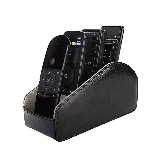 2020 Fashion black pu leather 4 layers tv remote control storage holder case