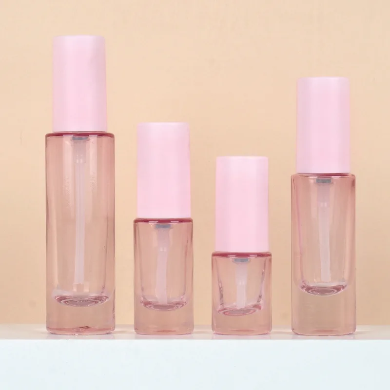 Pink 5-30ml Lotion Bottles Thick Bottom Essence Sample Glass Bottles Cosmetic Foundation Dispenser Bottles
