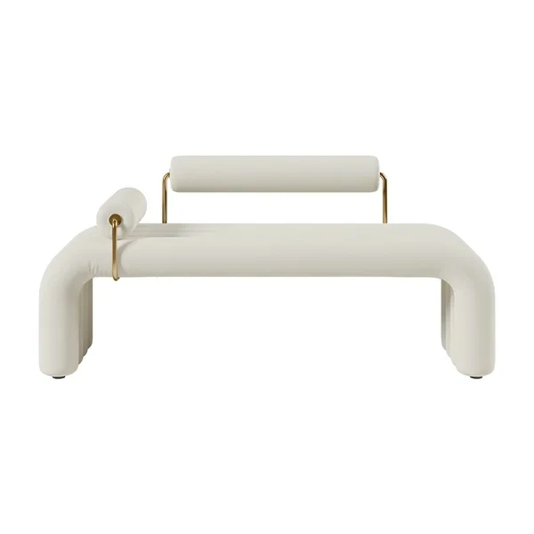 Cream Style Light Luxury Metal Fabric Sofa Stool Nordic Model Bedroom Bed End Stool Fashion Stainless Steel Shoe Stool Sofa