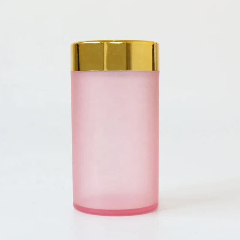 Frosted 300cc New Pink PET Empty Plastic Pharmaceutical Vitamin Capsule Supplement Pills Packaging Bottles