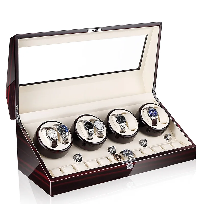 Watch Winder Deluxe Mechanical Watch Organizer Wooden Case Piano Automatic Watch Winding Rotating Case