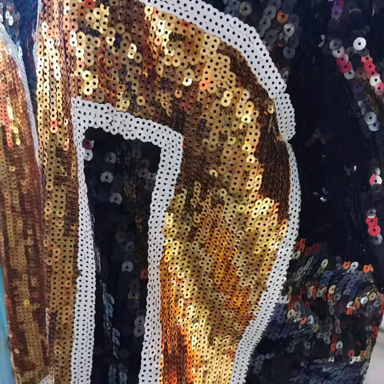 
YIZHIQIU 2XL gold and black sequin jersey dress with number 00 