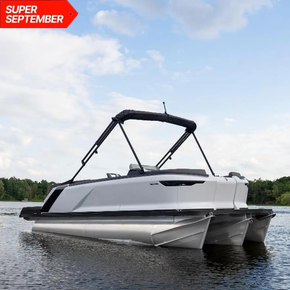 Custom-built Upscale Houseboat Fishing Pontoon in Aluminum for Sale