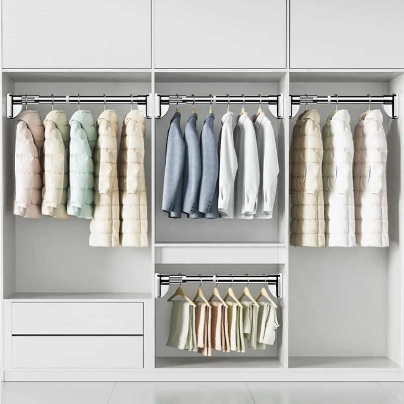 Factory Price Adjustable Decorated Hardware Curtain Rod Short Laundry Poles for Wardrobe