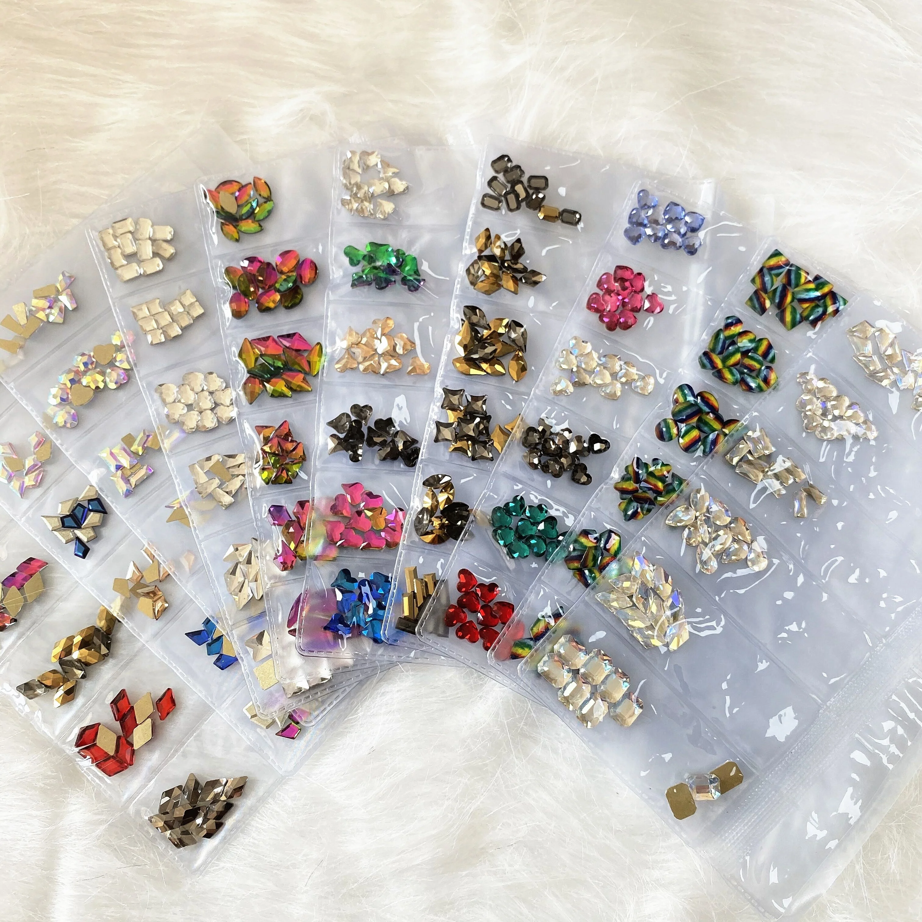 
6 girds K9 crystal glass AB Flat Back Nail rhinestone 3d shinny rhinestone for Nail Art decoration 