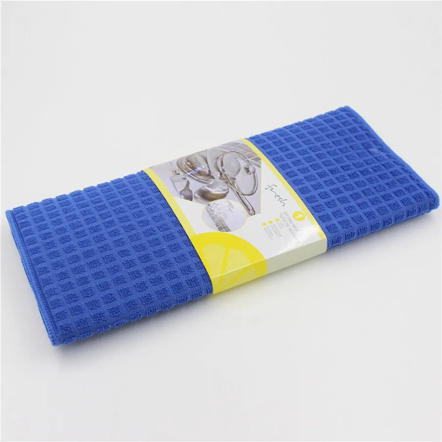 Microfiber dish drying mat Superfine fiber polyester warp knitted grid drying pad compound sponge absorbent table mat