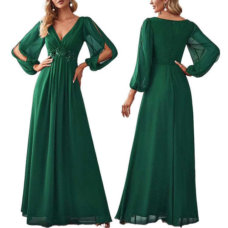 High Quality Custom High Quality Women Bow Pleated Waist Maxi Evening Dress Ladies Elegant Party Dresses