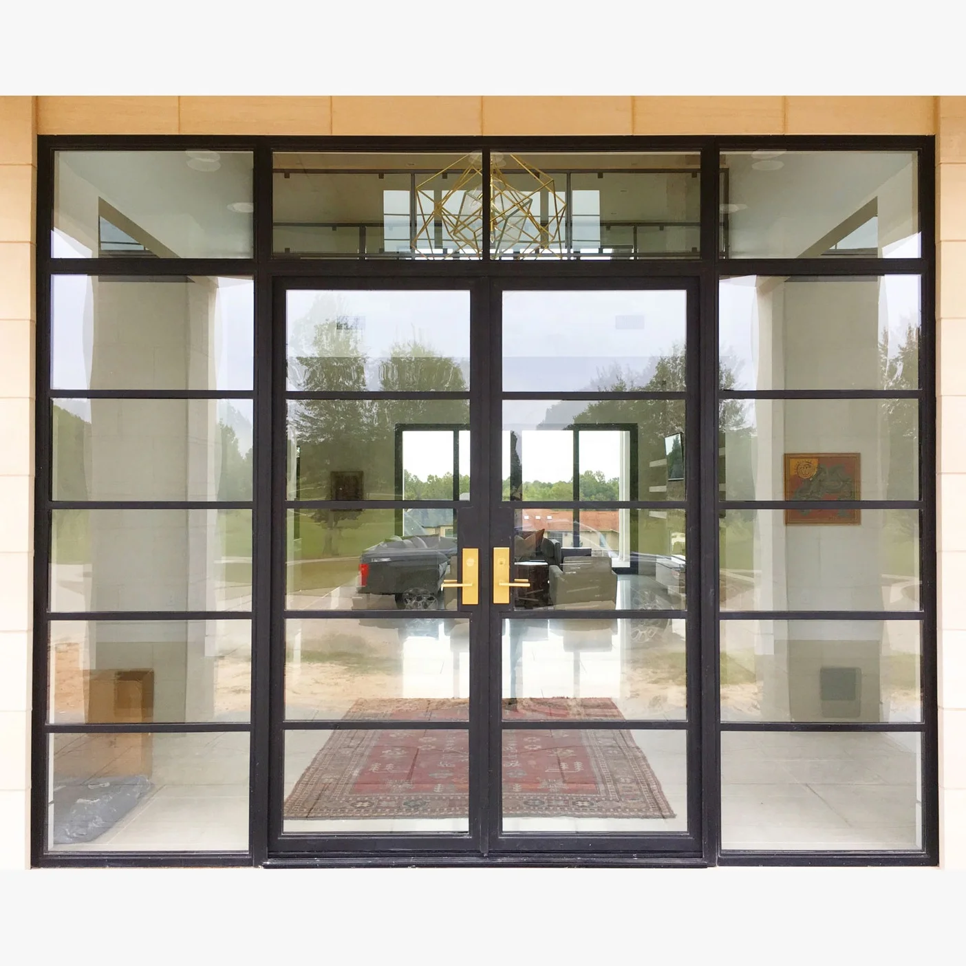 Professional steel glass door and windows best price iron patio door with lowe glass