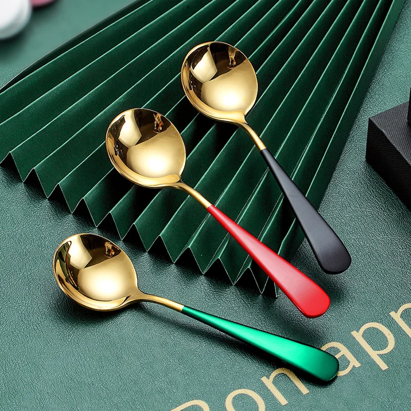 Reusable Korean Spoon And Chopstick Set Portable Golden Stainless Steel Cutlery Dinner Spoon