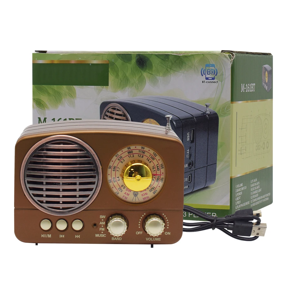Лидер продаж винтажное радио удобный динамик с четким звуком OEM USB SD-карта Воспроизведение FM AM