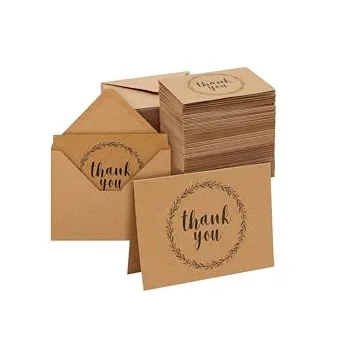 Eco Friendly Writable Custom Printing Kraft Thank You Cards with Envelop