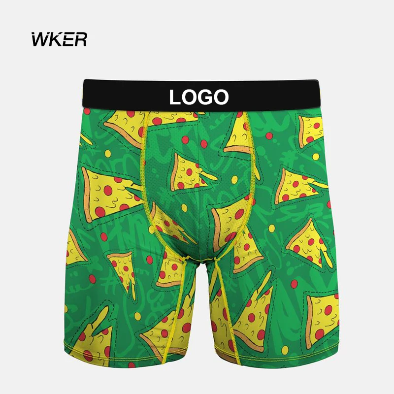 
 Мужские трусы-боксеры WKER, зеленые широкие трусы-боксеры с принтом граффити, с логотипом на заказ, для геев  