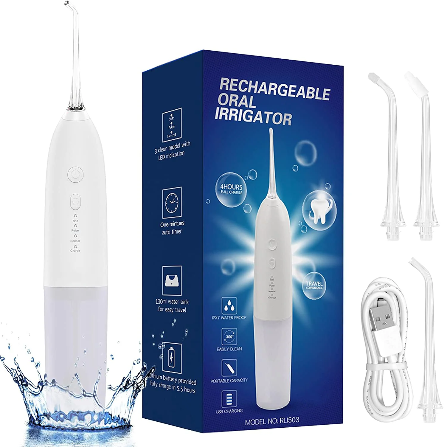 Custom Water Toothpick Mini 140ML Teeth Cleaner 3 Modes Rechargeable Water Dental Flosser