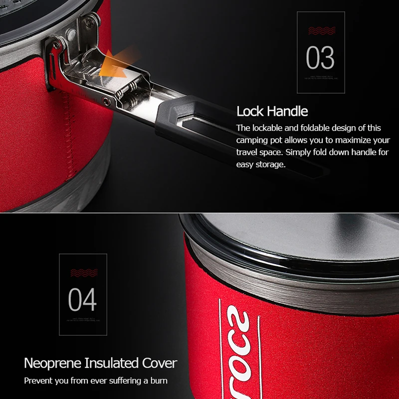 Alocs CW-S10 Outdoor Heat Exchange Camping Cooking Pot Cookware Folding Handle For Hiking Backpacking Picnic