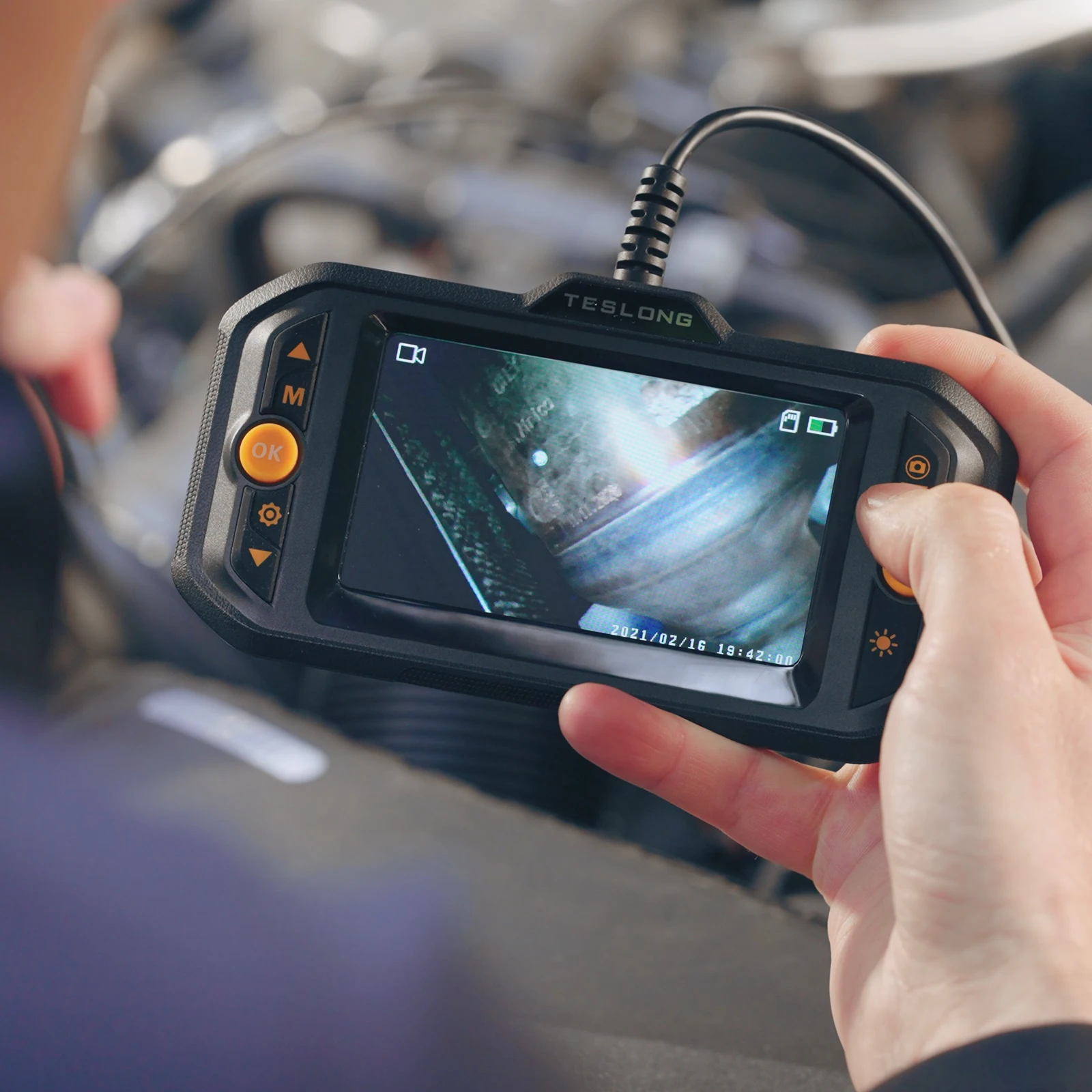 World Exclusive Three Lens Video Endoscope Camera Teslong TS43 4.3Inch HD LCD Inspection Snake Camera 5m Industrial Borescope