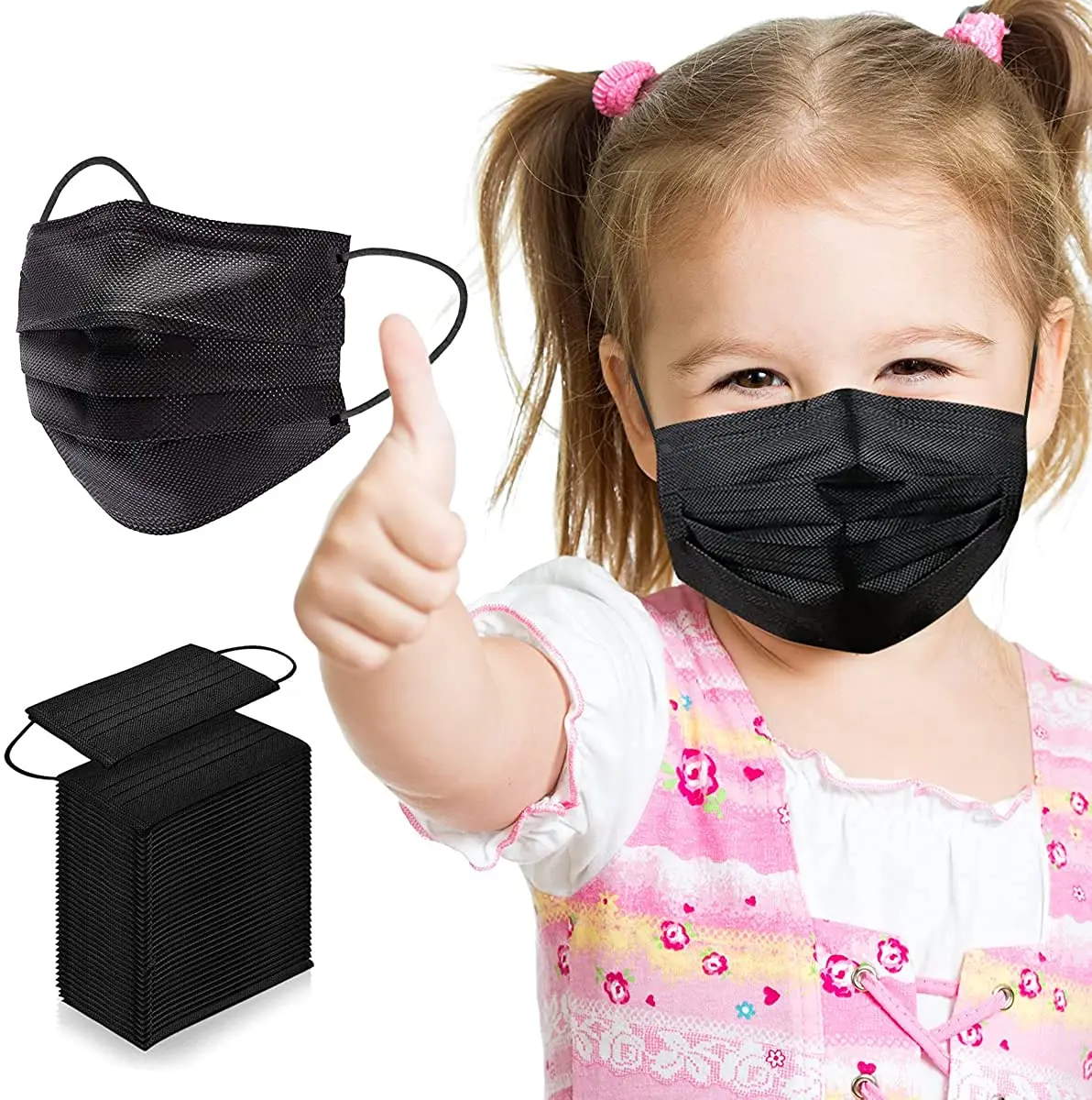 3 Ply Non-woven Kids Disposable Facemask Earloop Disposable Safety Black FaceMask Disposable Black Kids Face Mask for Children