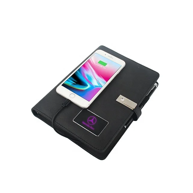  Шэньчжэнь пользовательский свет логотип 8000mah 16g usb a5 кожаный Многофункциональный блок питания с беспроводной зарядкой