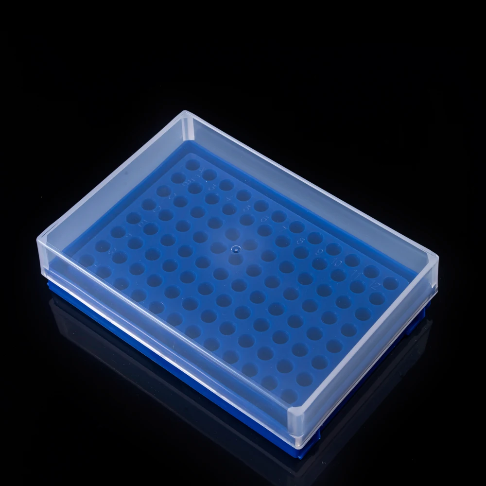 Laboratory Plastic 100 Sockets Centrifuge Test Tube Rack With Cover for 1.5ML/2ml Test Tube Centrifugal Tube Stand