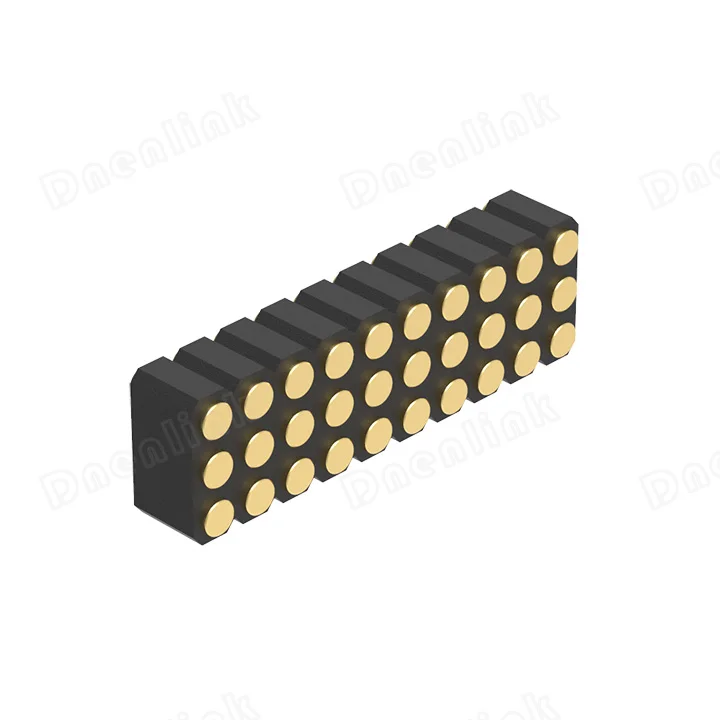 2.54mm pitch Triple Row H4.0m Plane contact Straight SMT type female Pogo Pin connector for PCB