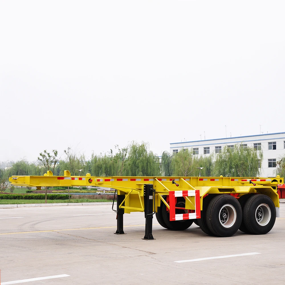 Tri Axle Steel Aluminum Trailers Container Skeleton Truck Trailer Chassis Extendable Sliding Skeletal Trailer