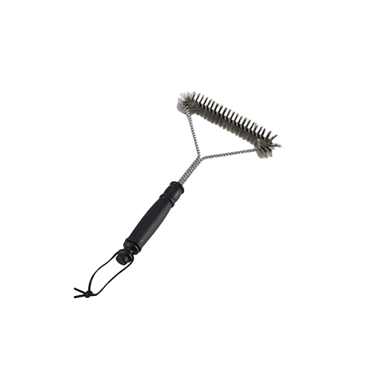 Wholesale Barbecue Tool 12 Inches 3 Sided Grill Cleaning Brush with Hanging Loop