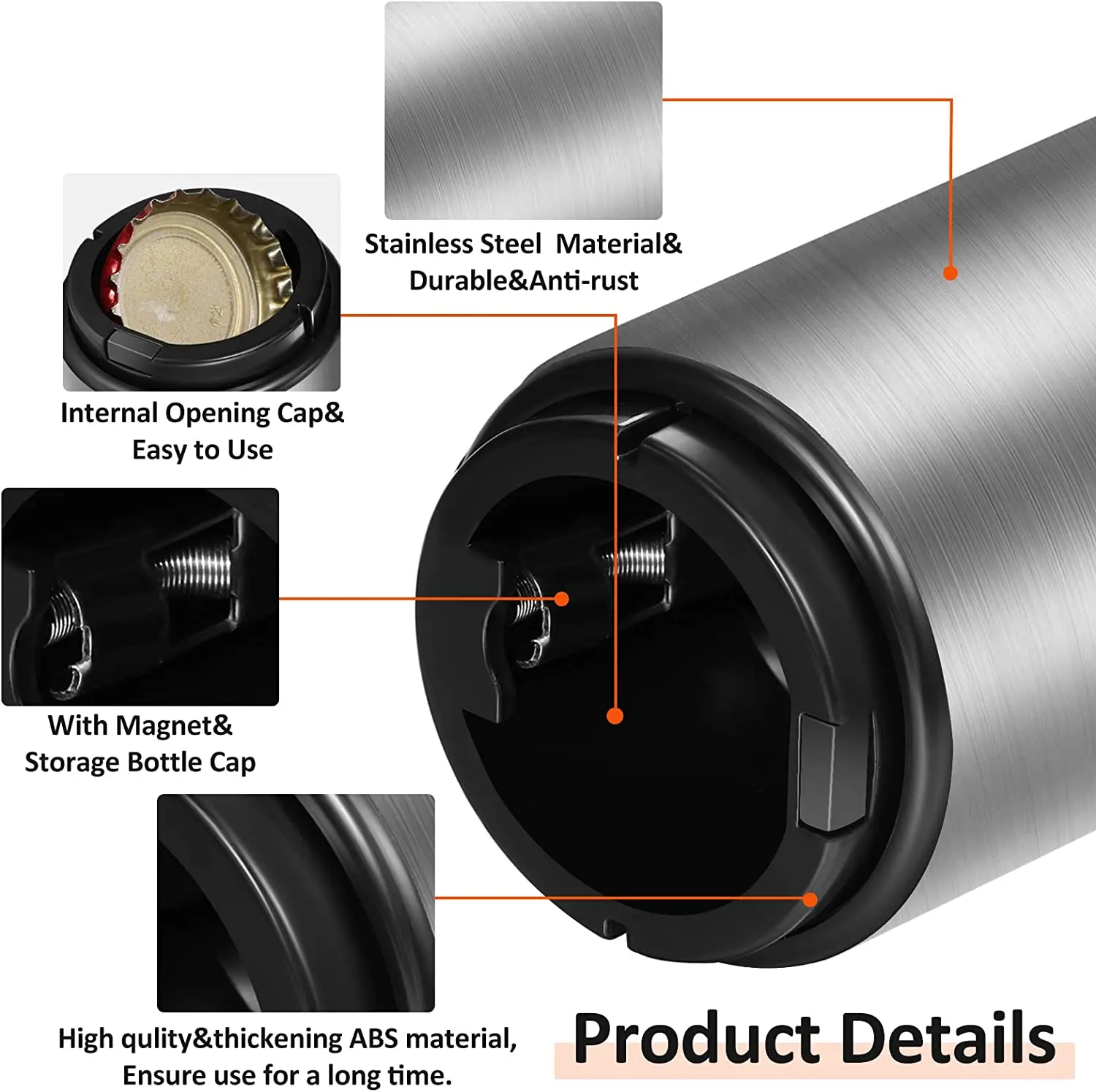 Pop-the-Top Beer Bottle Opener Stainless Steel Automatic Push Down Small Portable Bottle Cap Openers Automatic Bottle Opener