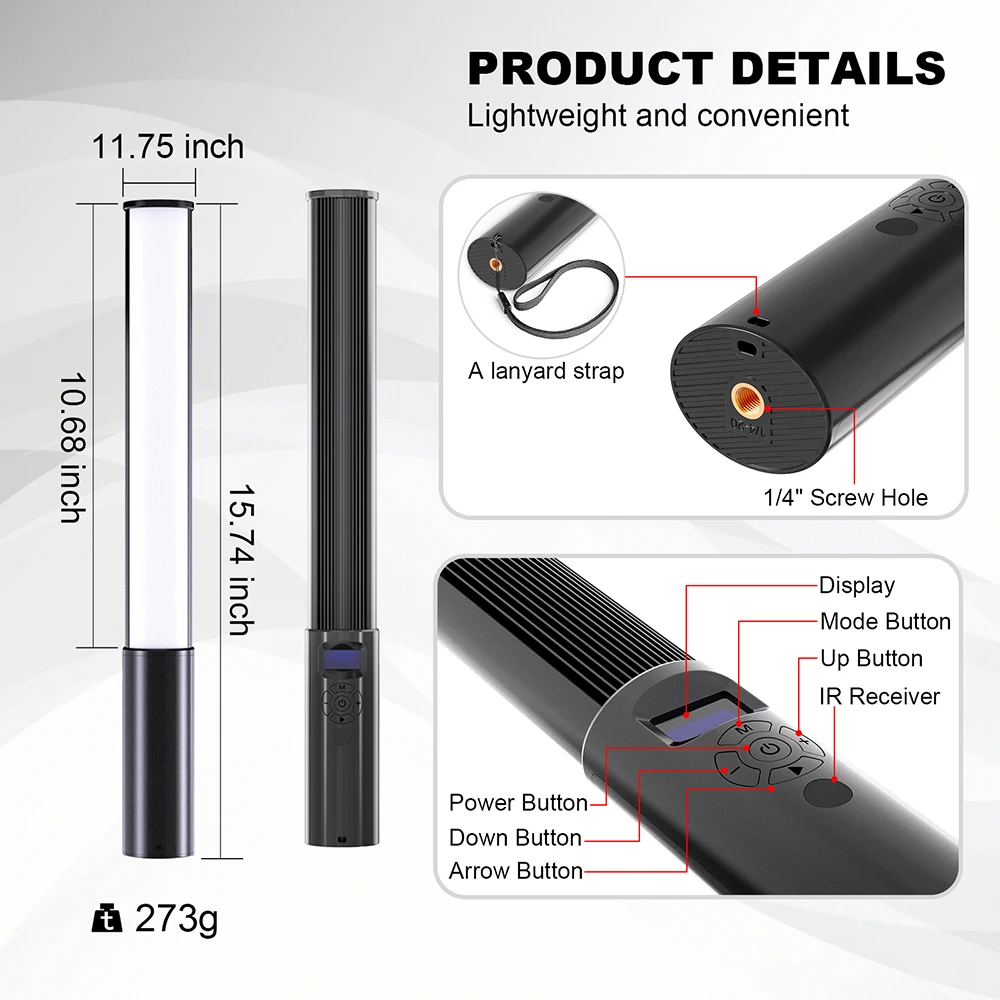 LUXCEO P400 professional video studio camera light kit rechargeable led video filming light RGB Colors Video Light for photo