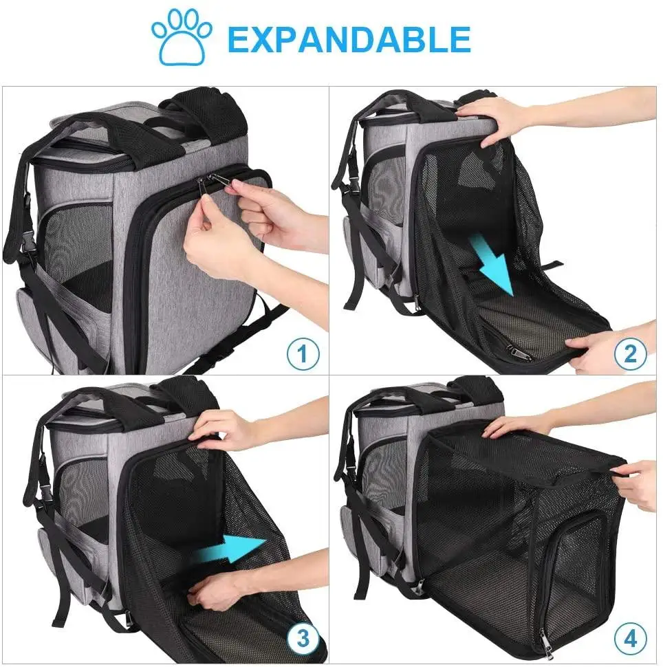 Pet Carrier Backpack Expandable for Cats Dogs Under 18 LB, Breathable Mesh Cat Backpack Carrier Bag, Dog Backpack Carrier