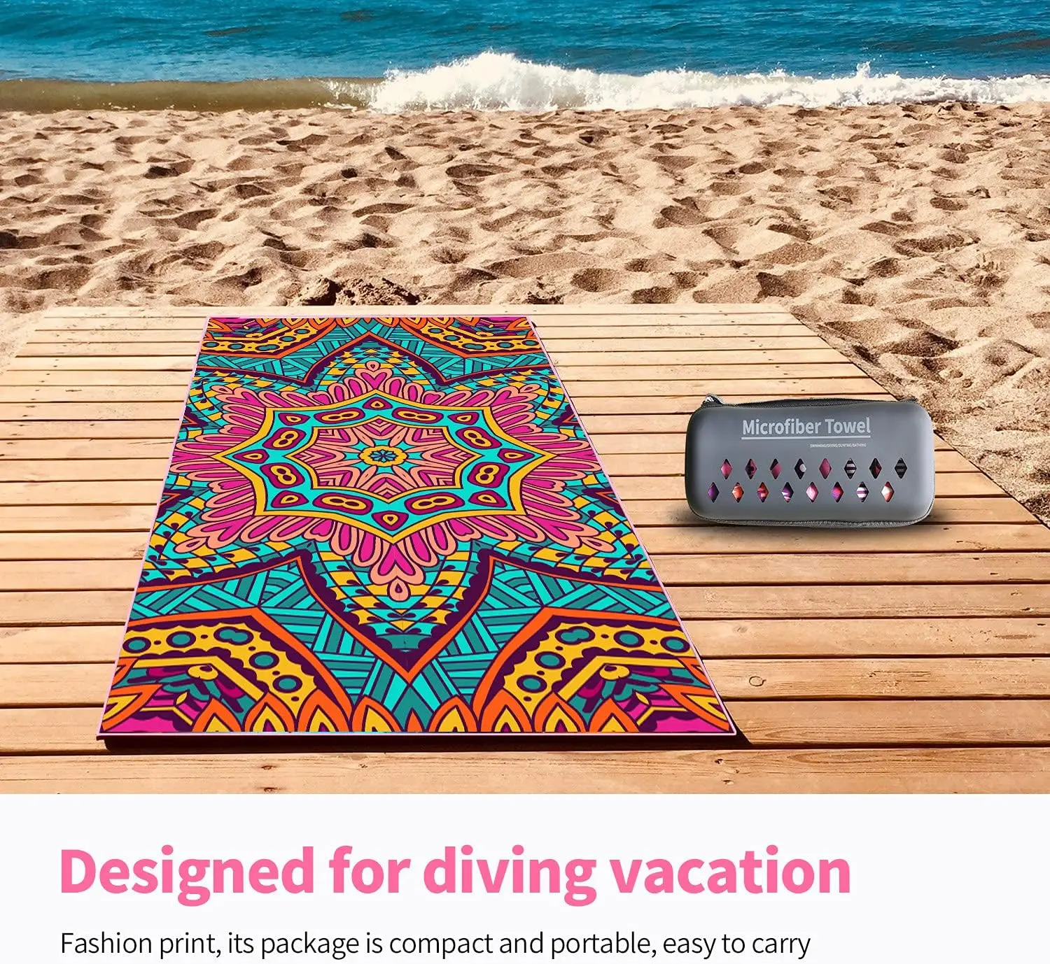 Custom Quick Dry Microfiber Waffle Beach Towel Sand Free Swimming Beach Towel