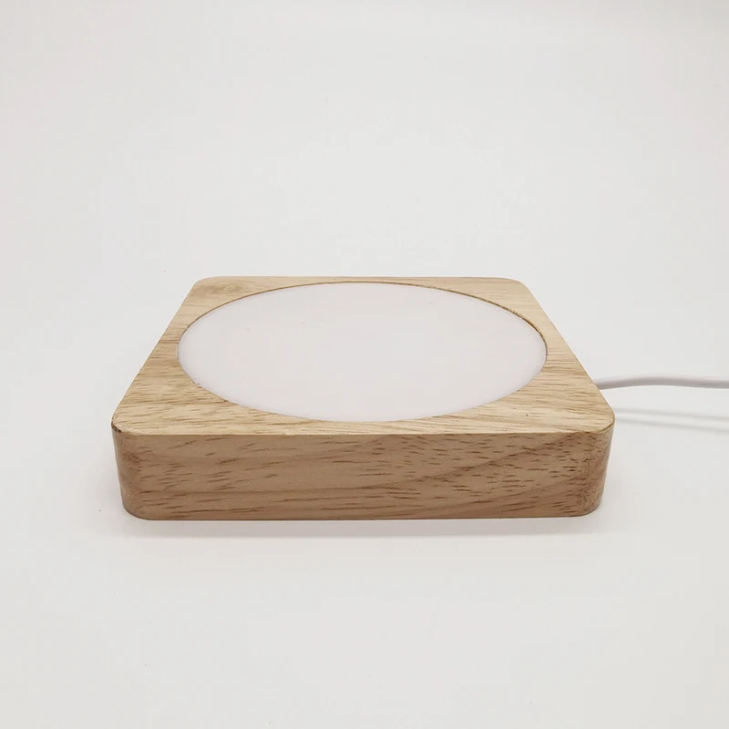 Wooden 3D Night Light Round Base Holder LED Display Stand for Crystals Glass Ball Illumination Lighting Accessories