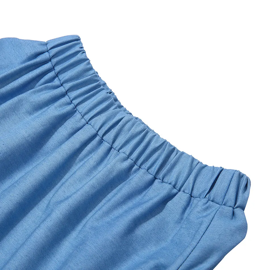 KAPU Boutique cotton toddler girl long pleated denim skirt baby girl jean skirt