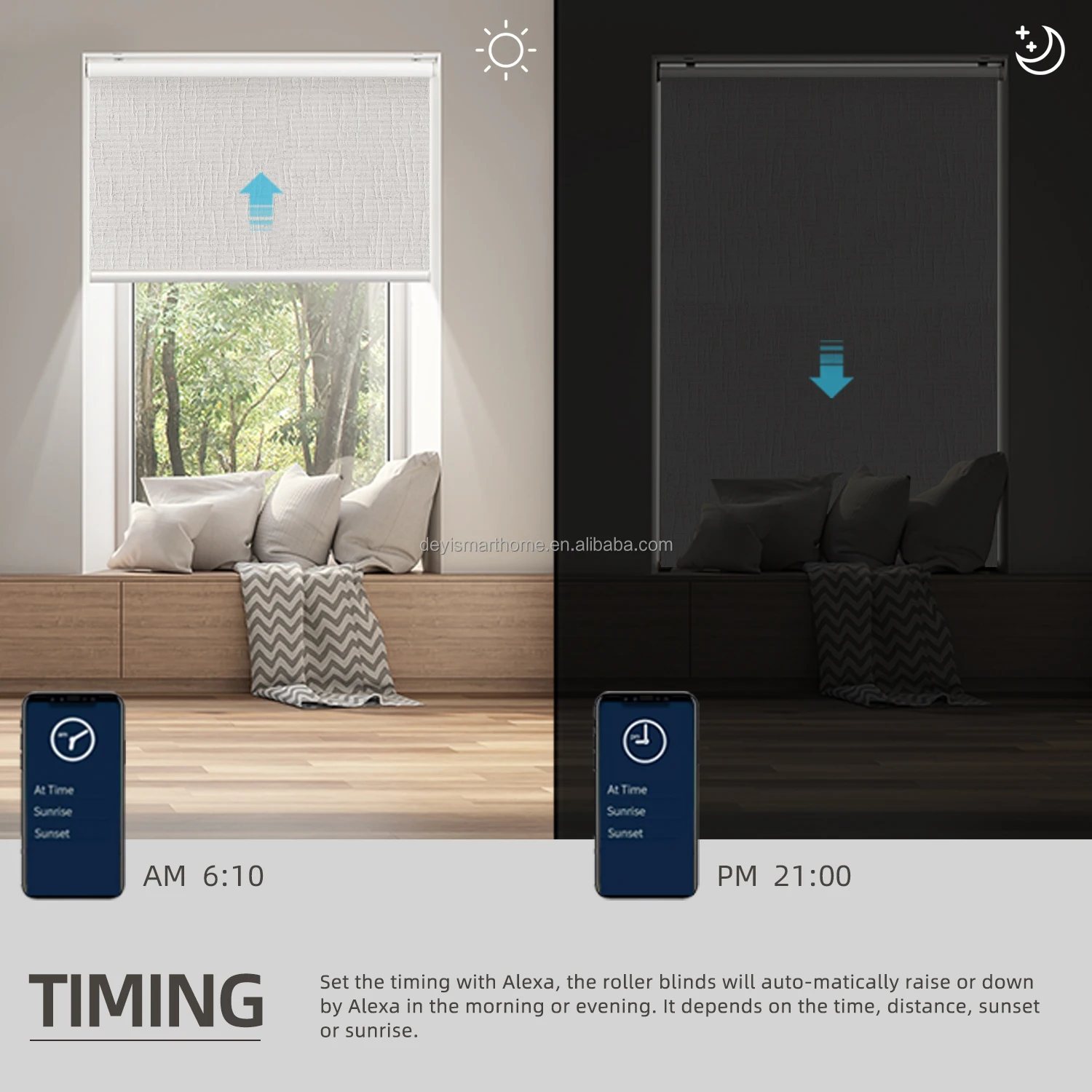 Google Alexa Battery Blackout Motorized Roller Canada Smart Blinds