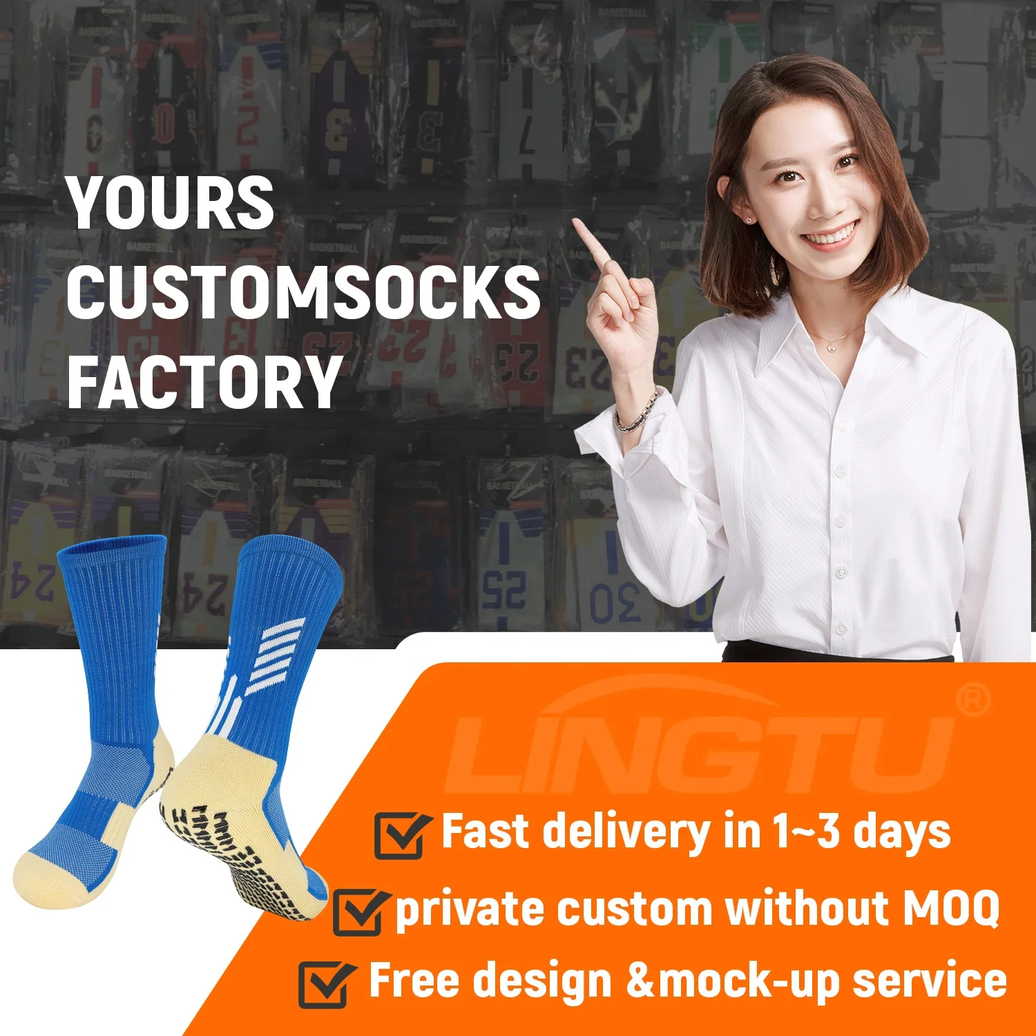 Polyester White Grip Socks custom Embroidery logo custom Sports socks with arrow pattern solid color soccer grip socks football