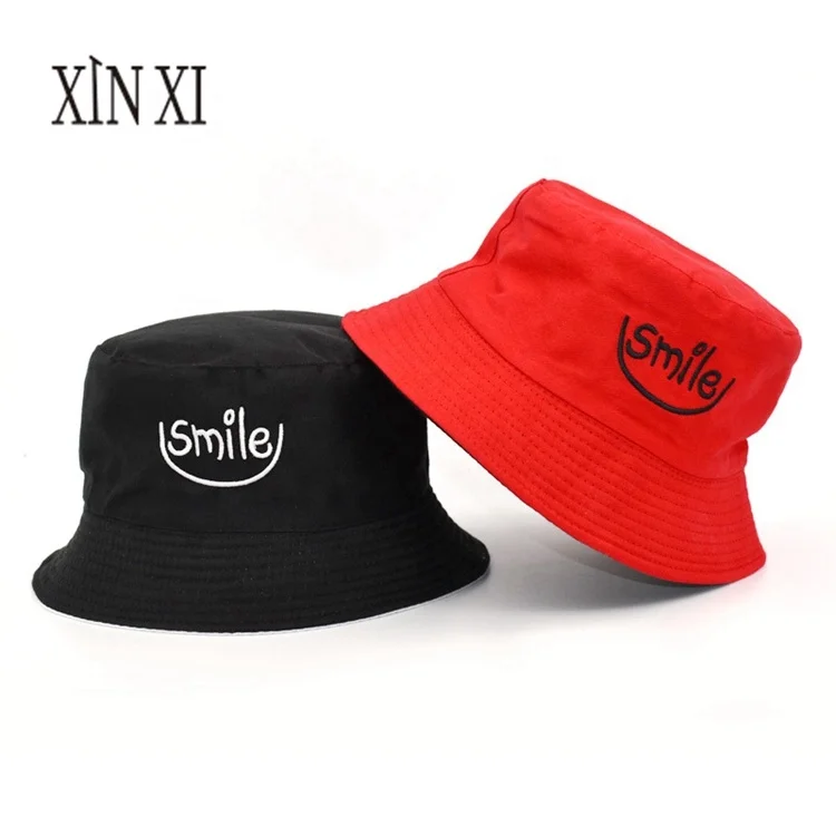 Unisex Fashion Bob Cap Hip Hop Men Summer Cap Smiling Face Smile Bucket Hat Double Sided Bucket Hat