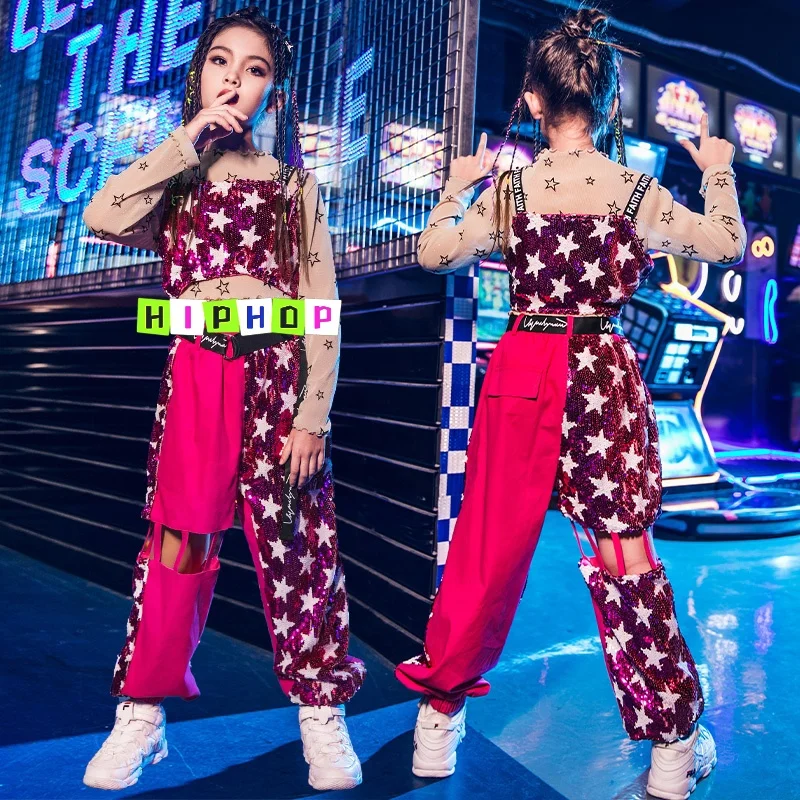 Wholesale Hot Sale Street Jazz Dancing Performance Clothing Suit Loose Fashion Hip-Hop Girl Outfit clothes