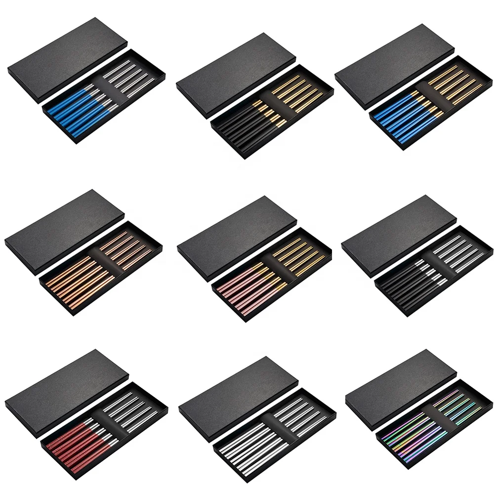 Custom Printed Stainless Steel Metal Gold Chopsticks for wedding favor