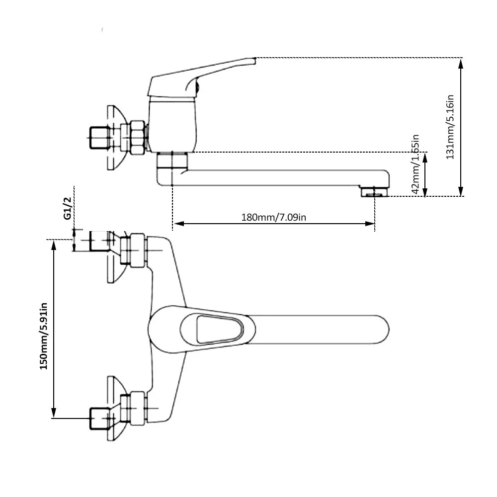 TY-B006 best selling single lever hot cold water brass chrome wall mount kitchen mixer faucet taps with stainless steel spout