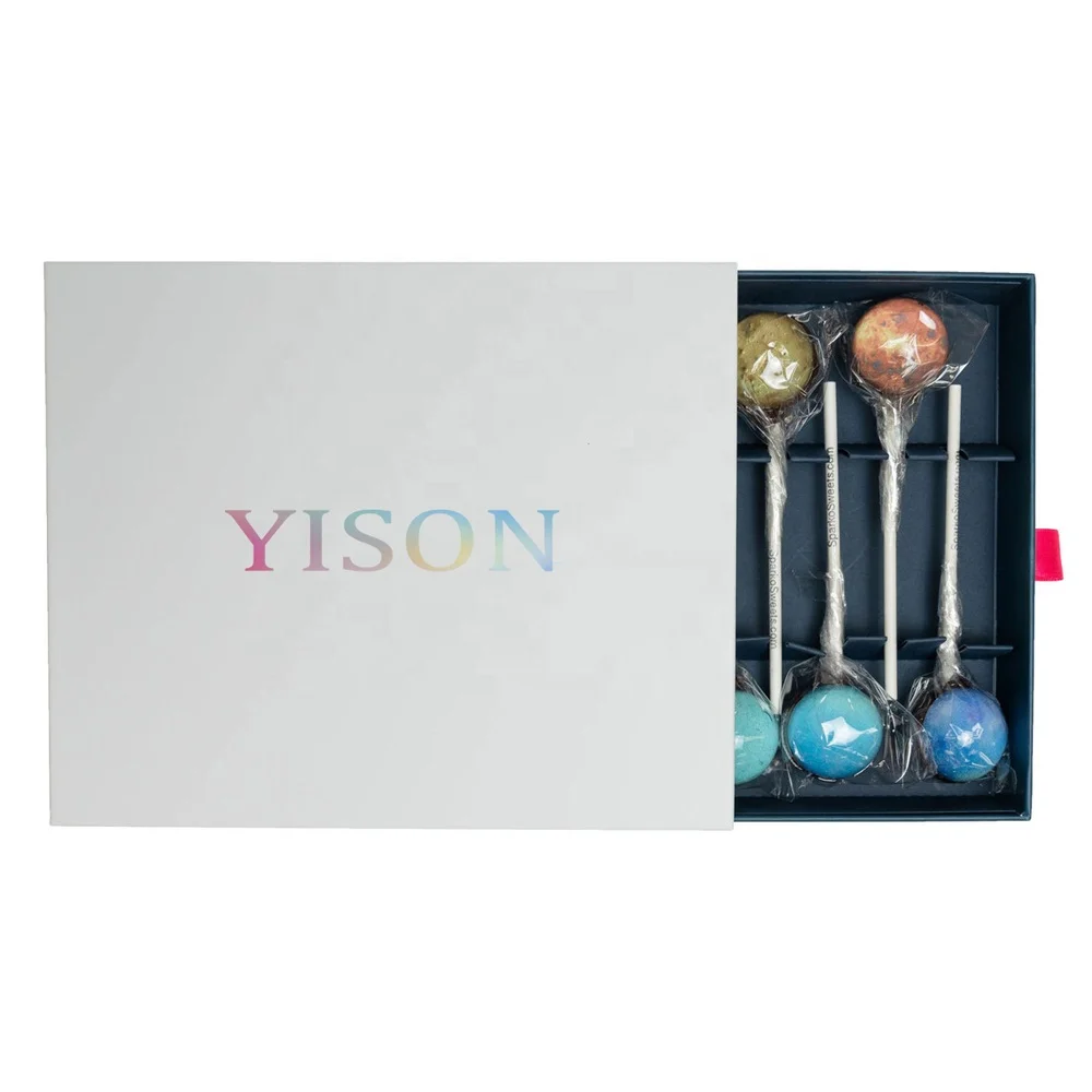 Custom logo luxury cardboard lollipop candy gift magnet box packaging for wholesale