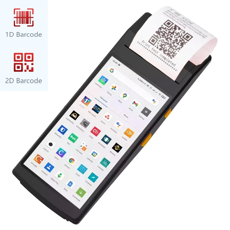 QS Built in 58mm thermal printer PDA 5501 Rugged Android 2D Barcode Scanner with GMS for Water/Power Billing Printing  pda