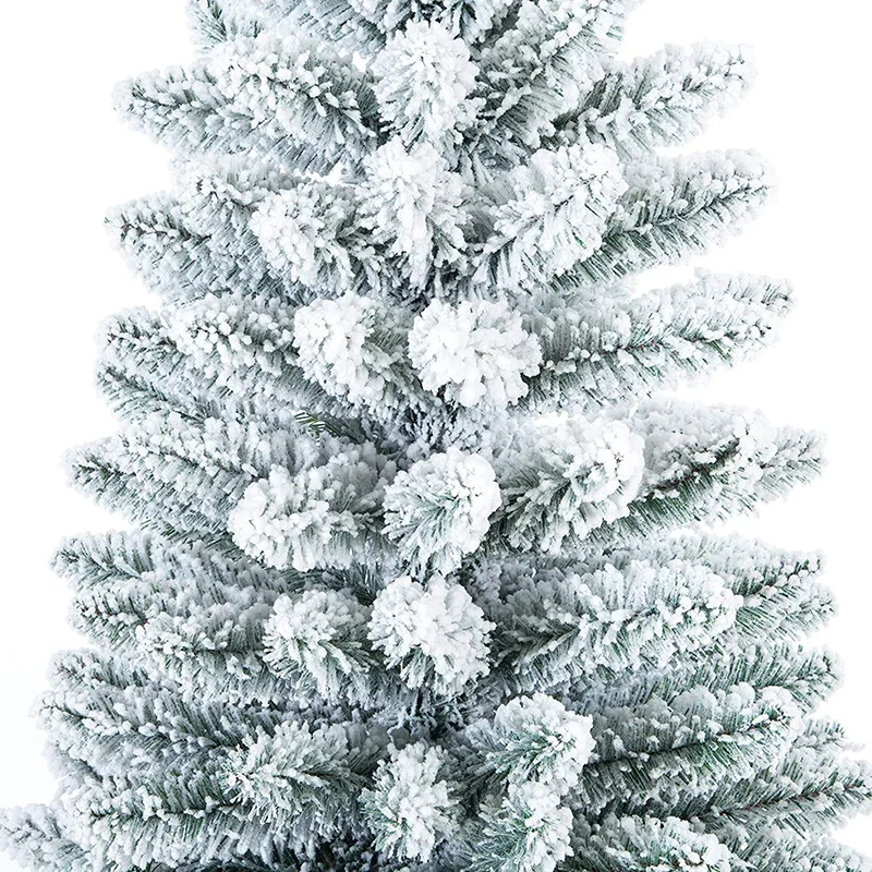 7ft Classic Pencil Tree Christmas Decoration 210 cm Flocked Artificial Christmas Tree With Snow