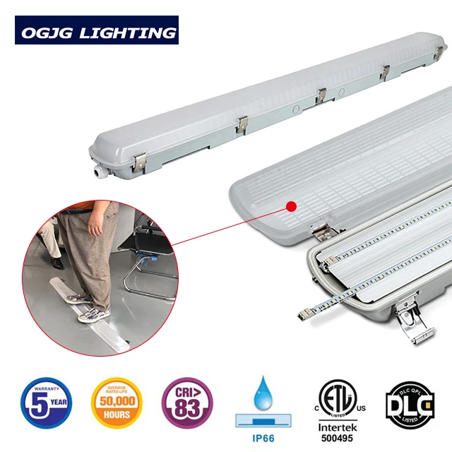 China OGJG warehouse parking lot IP66 dali dimming emergency motion sensor fixture 4ft 8ft waterproof led light