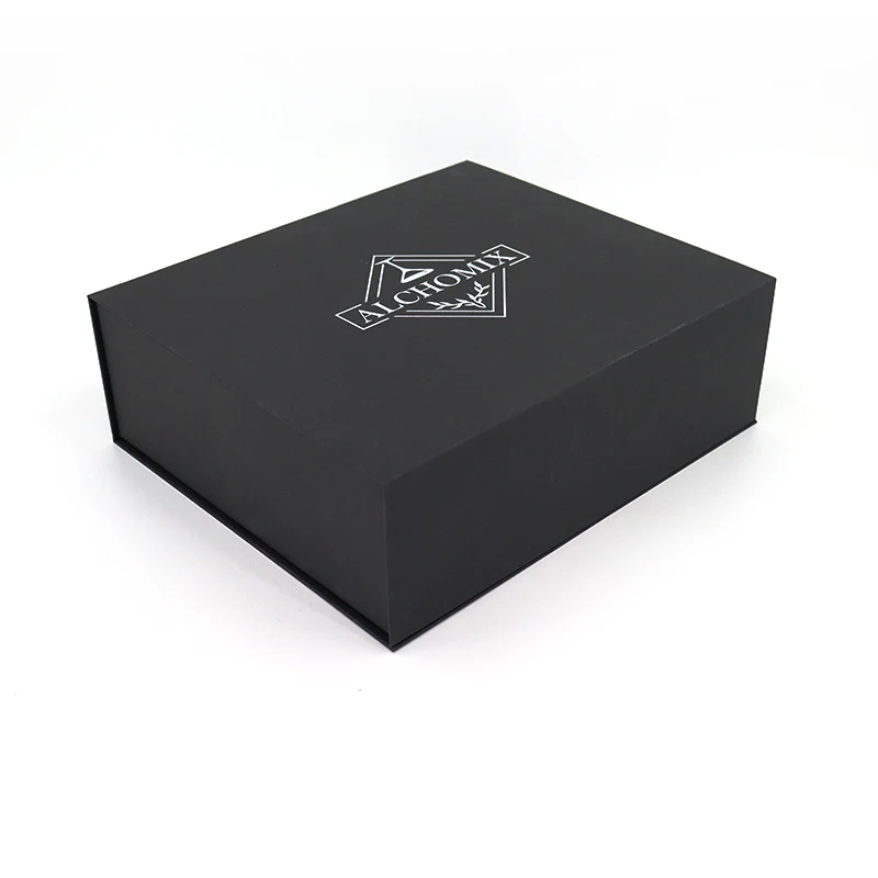 Luxury Black Book Shaped Rigid Cardboard Foldable Gift Box Custom Print Paper Clamshell Magnetic Gift Box With Insert