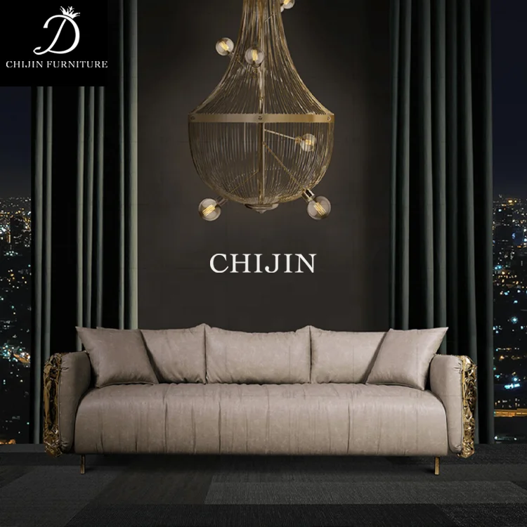 Modern Luxury Velvet Sofa Luxury Gold Border High End Customizable Living Room Sofa Furniture