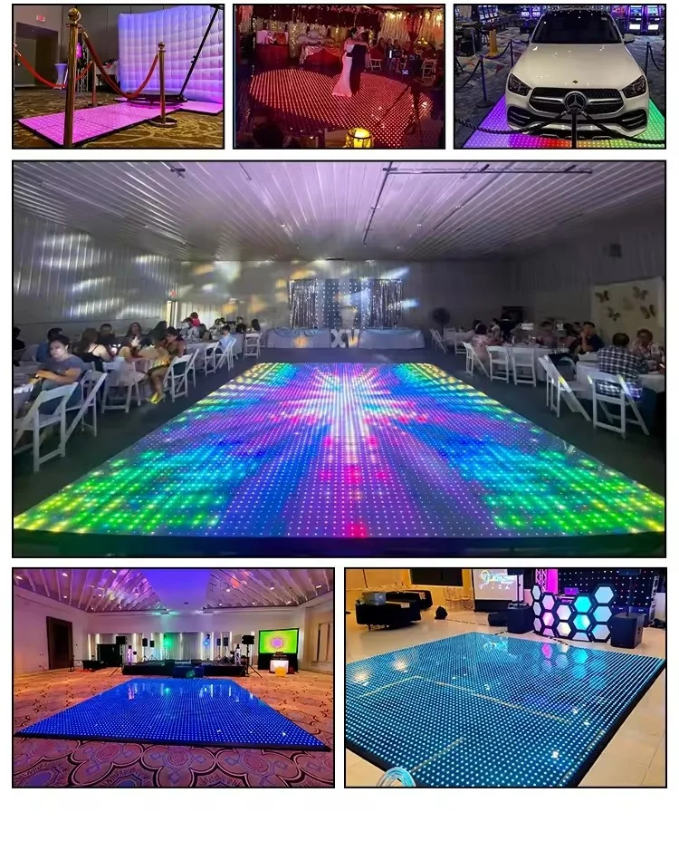 Wireless 3d star effect led sensor dance floor custom diy light up square glass magnetic led pixel dance floor with name 16 x 16