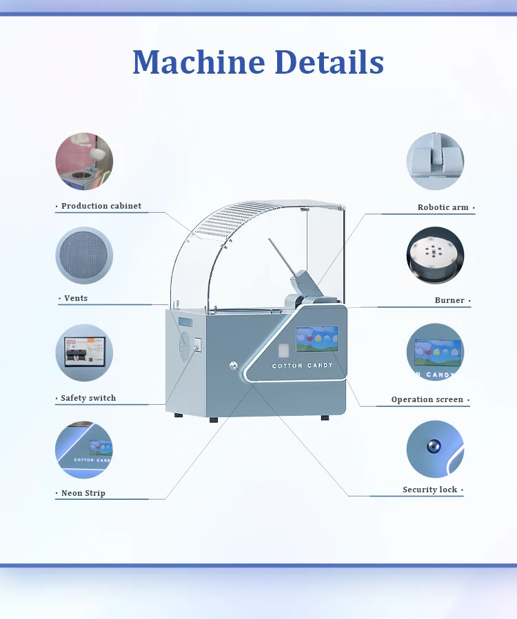 Professional Business Equipment Small Machine China Manufacturer Semi-Automatic Cotton Candy Vending Machine 5 Flavours