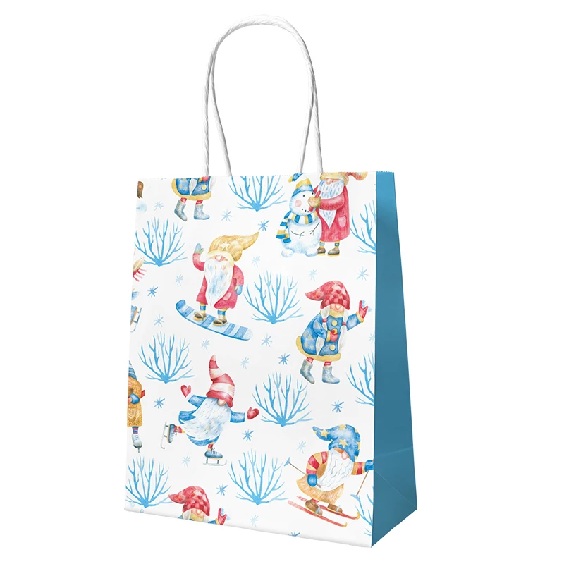 Customized Disposable Christmas Gift Bag White Black Colorful Paper Bag with Twisted Handle