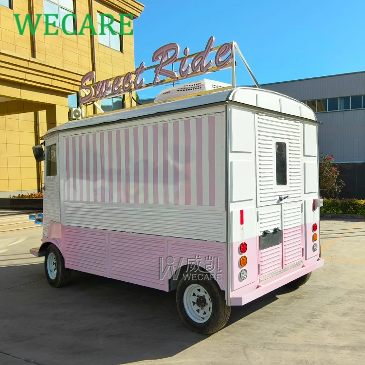 WECARE Custom Drivable 4 Wheel Food Vending Truck Mobile Juice Coffee Bar Car Dessert Serving Electric Food Truck Fully Equipped