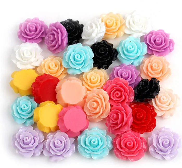 resin rose cabochon DIY Mixed Lots Resin Rose Flowers Cabochons Cameo Flat Back