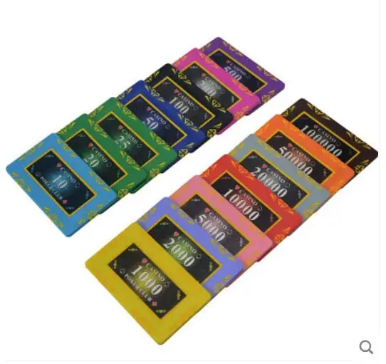 Square  Clay Rectangle Poker Chip with PVC Sticker Wholesale Clay Chip poker square chips